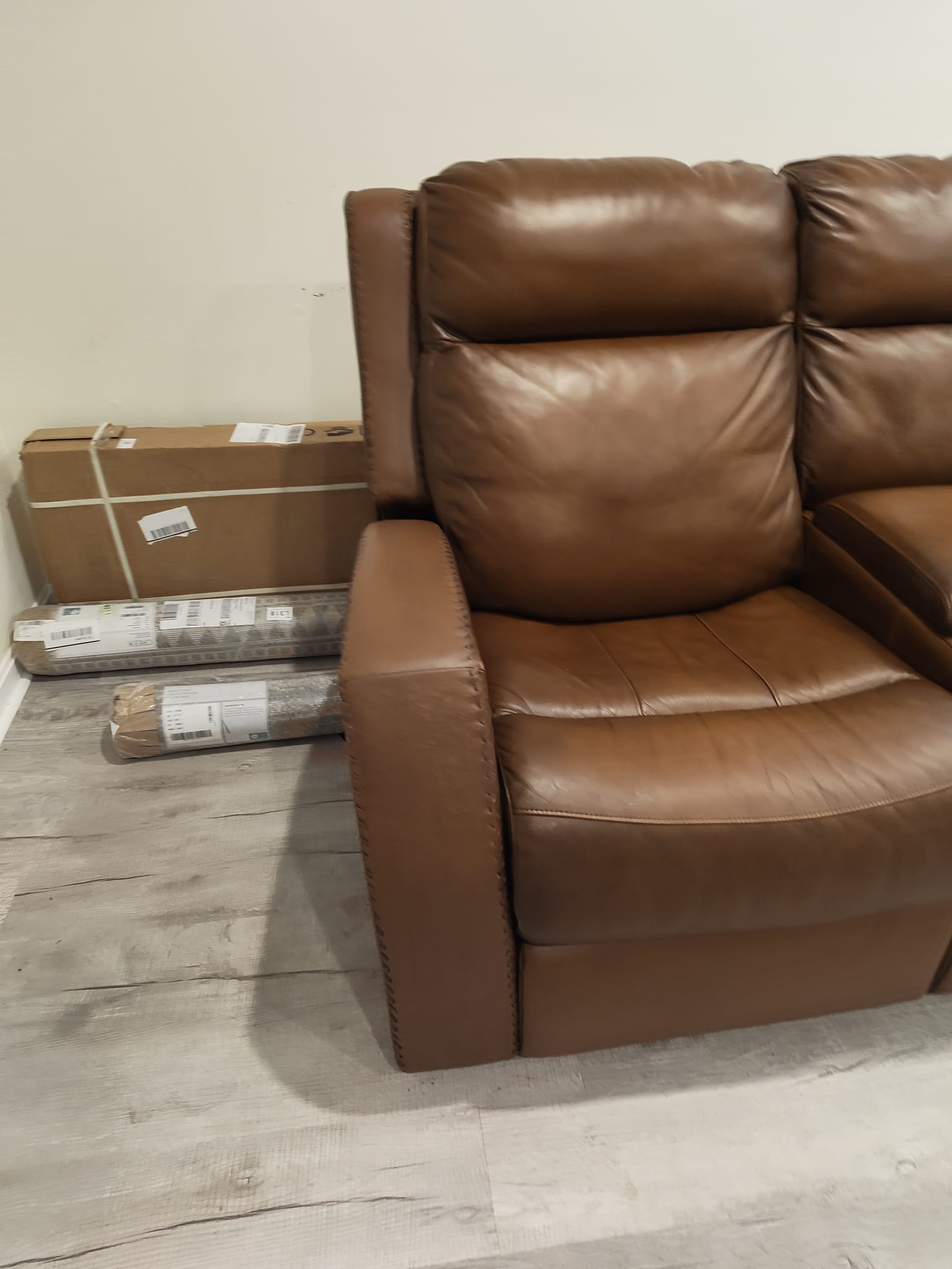 Restored leather couch after service (left side)